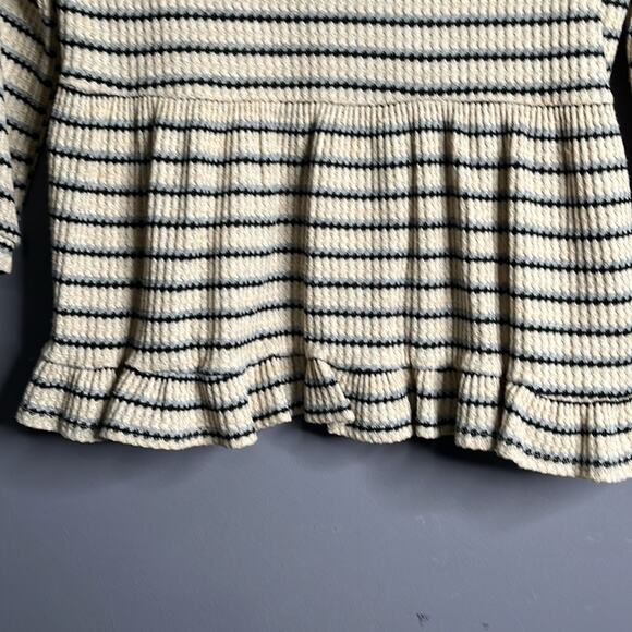 Ro & De Waffle Knit Peplum Top Crochet Sleeves Size Small - Picture 4 of 10